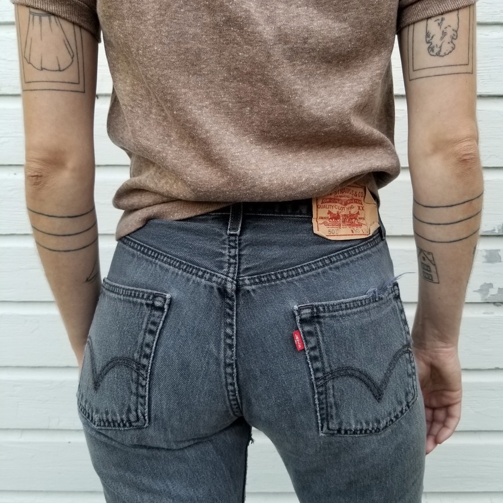 Levi's 501 xx jeans distressed faded black small